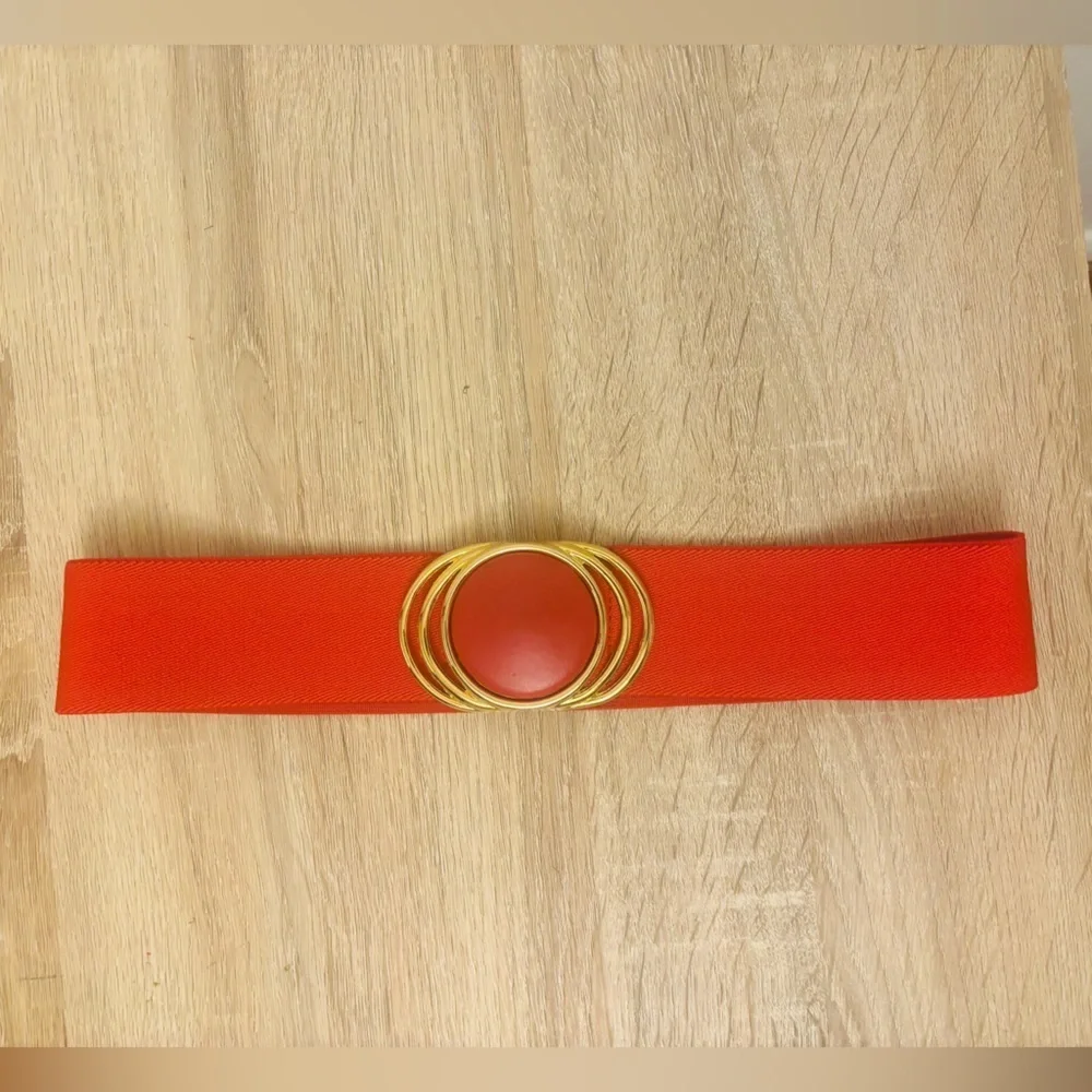 Elegant Red Belt with Gold Accents